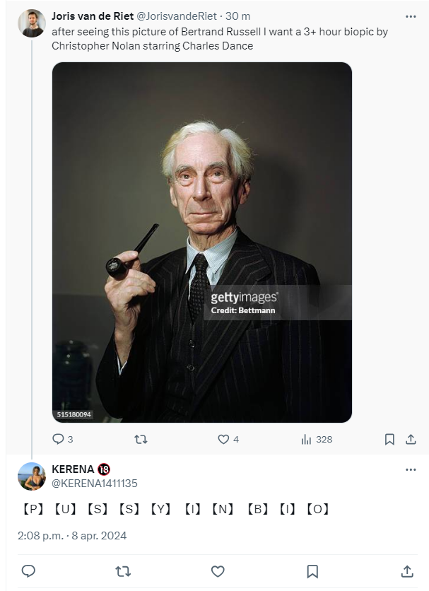 must be said, any reasonable Bertrand Russell biopic would probably include a lot of pussy in bio given his many affairs