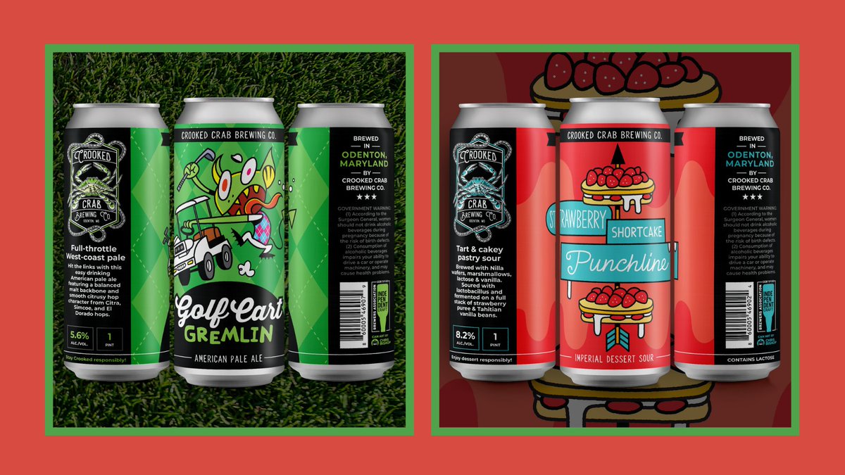 Two favorites are (finally) making their way back onto our lineup! Come stock up on Golf Cart Gremlin and Strawberry Shortcake Punchline beginning Thursday, April 11th, at 2 PM: ow.ly/y81C50RanxK. #getcrooked #mdbeer #drinklocal