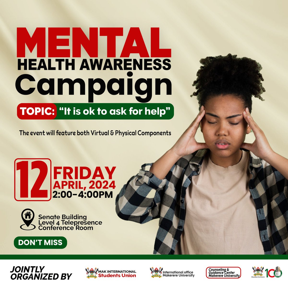 Do not miss out this vital mental health awareness campaign. Come and ask!. The best people around the world will guide you accordingly. 12th.04.2024