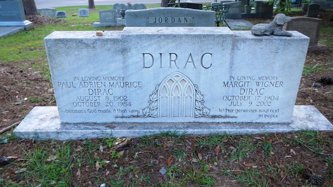 In true quantum fashion, physicist Paul Dirac has two markers commemorating his death, one an honorary marker (inscribed with his famous equation) in Westminster Abbey, the other the actual gravestone in Roselawn Cemetery, Tallahassee, Florida  

#histSTM