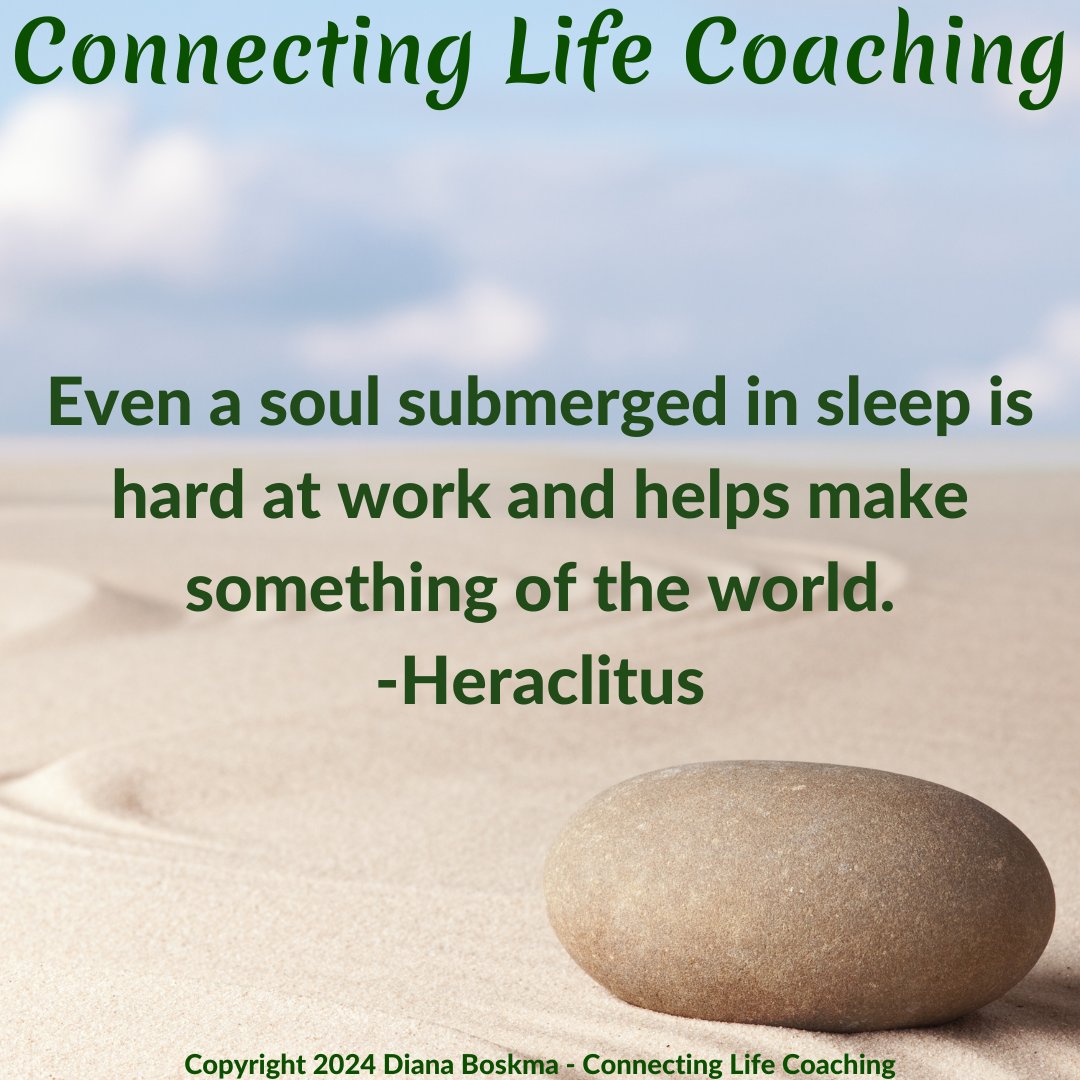 Even a soul submerged in sleep is hard at work and helps make something of the world. -Heraclitus
#connectinglife #connectinglifecoaching #quotes #betterliving #wellbeing #mentalhealth #lifecoach #lifecoaching #stoic #stoicism #stoicquotes #positivity #growth #thoughtprovoking