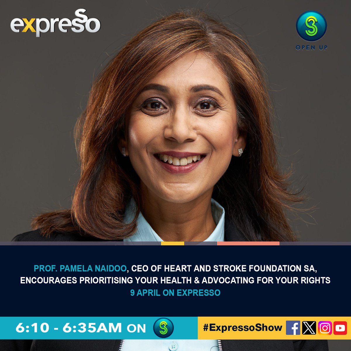 Tune into Expresso Morning Show - SABC 3, tomorrow morning at 6:10 as our CEO, Professor Pamela Naidoo speaks on your health rights. 🧠❤ #whealthd #myhealthmyright #WHO #humanrights #healthdepartment #ncdalliance #HSFSA