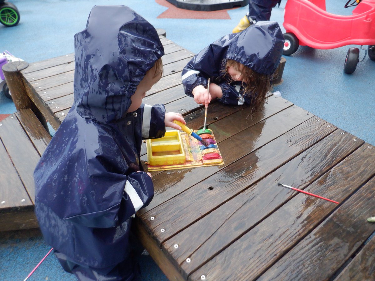 What a rainy first week of Easter we have had. The purple room haven't let the rain stop them. Suited and booted to enjoy exploring our rainy garden. #purpleroom #muddypuddles