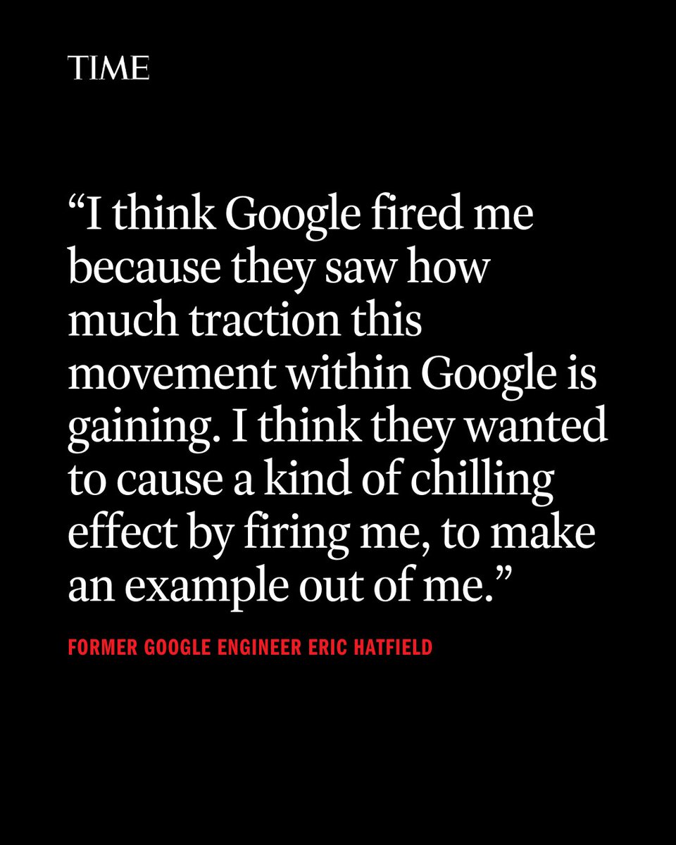 Google fired Eric Hatfield, a 23-year-old software engineer, after he publicly protested the company’s $1.2 billion contract with Israel ti.me/3TNrF8d