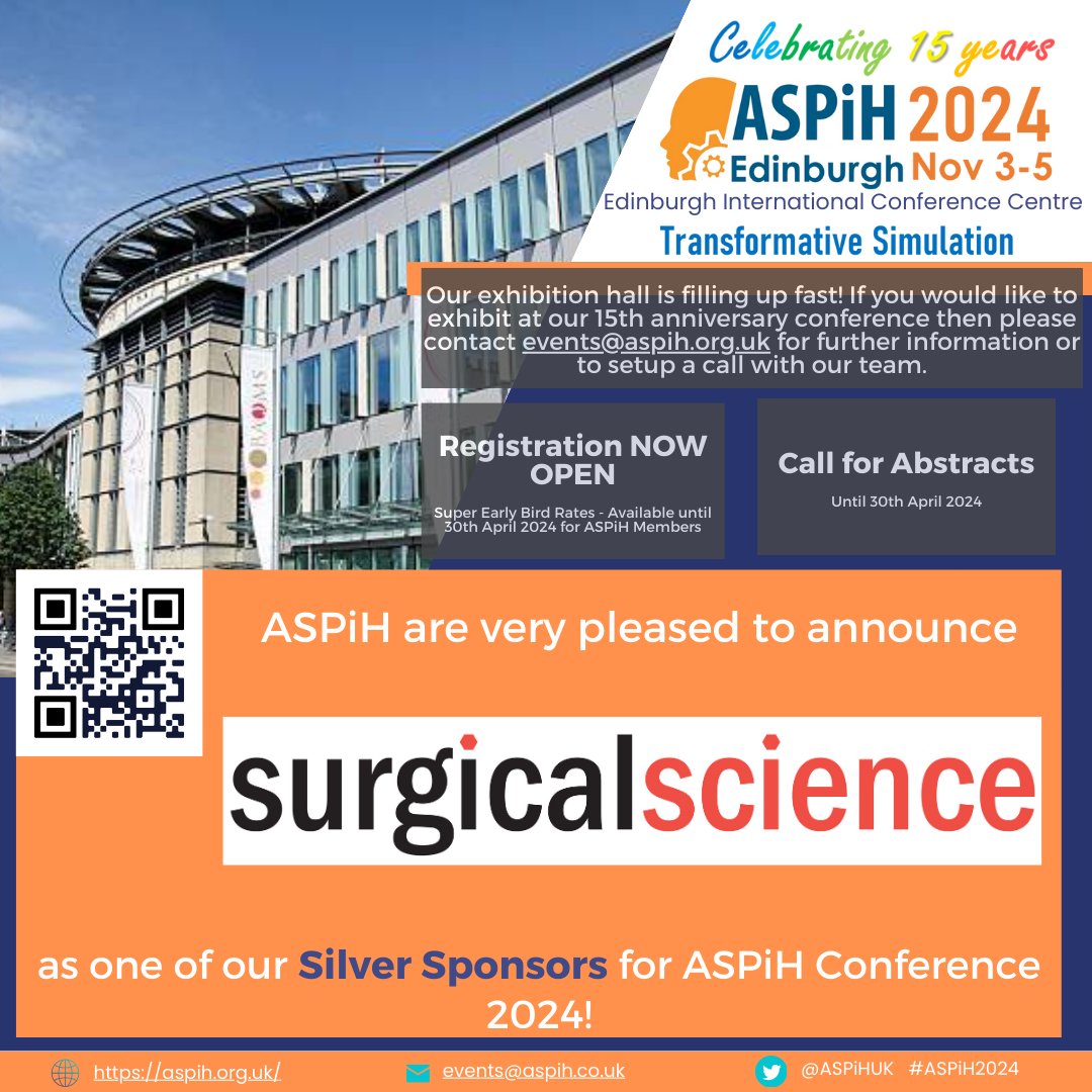 📢 Sponsorship & Exhibition Announcement @SurgicalScience #ASPiH2024 #simulation #simulationconference