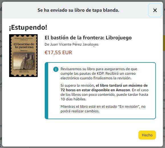 Actualización importante...

Si no hay incidentes con los filtros de Amazon, en las próximas 72 horas estará disponible por fin el séptimo librojuego de Térragom, "El bastión de la frontera".

¡Informaré conforme esté publicado!

La aventura continúa ⚔🛡