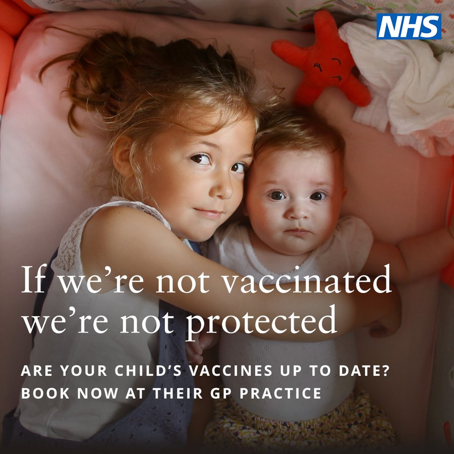 Immunisations  offer the best protection for children against many common illnesses – preventing over 5,000 deaths and over 100,000 hospital admissions each year. Check your child is up to date and contact your GP practice to book any catch up appointments.