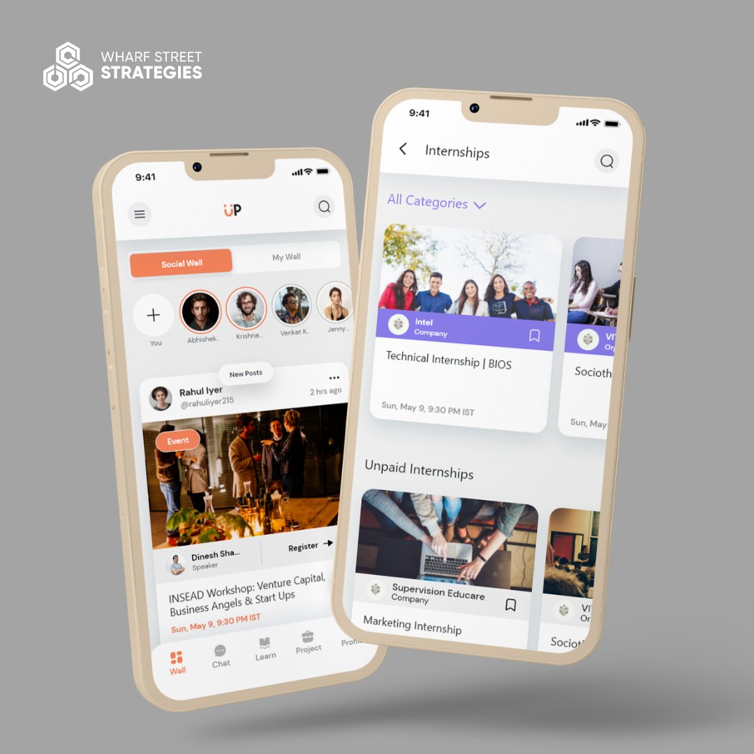 Mobile App UI/UX design | Social Wall | Internship You can't use up creativity. The more you use, the more you have. Contact us for more information at info@wharfstreetstrategies.com #wharfstreet #ui #ux #uidesign #uiux #uiuxdesign #uxdesign #uxdesigner #uxui #uxresearch