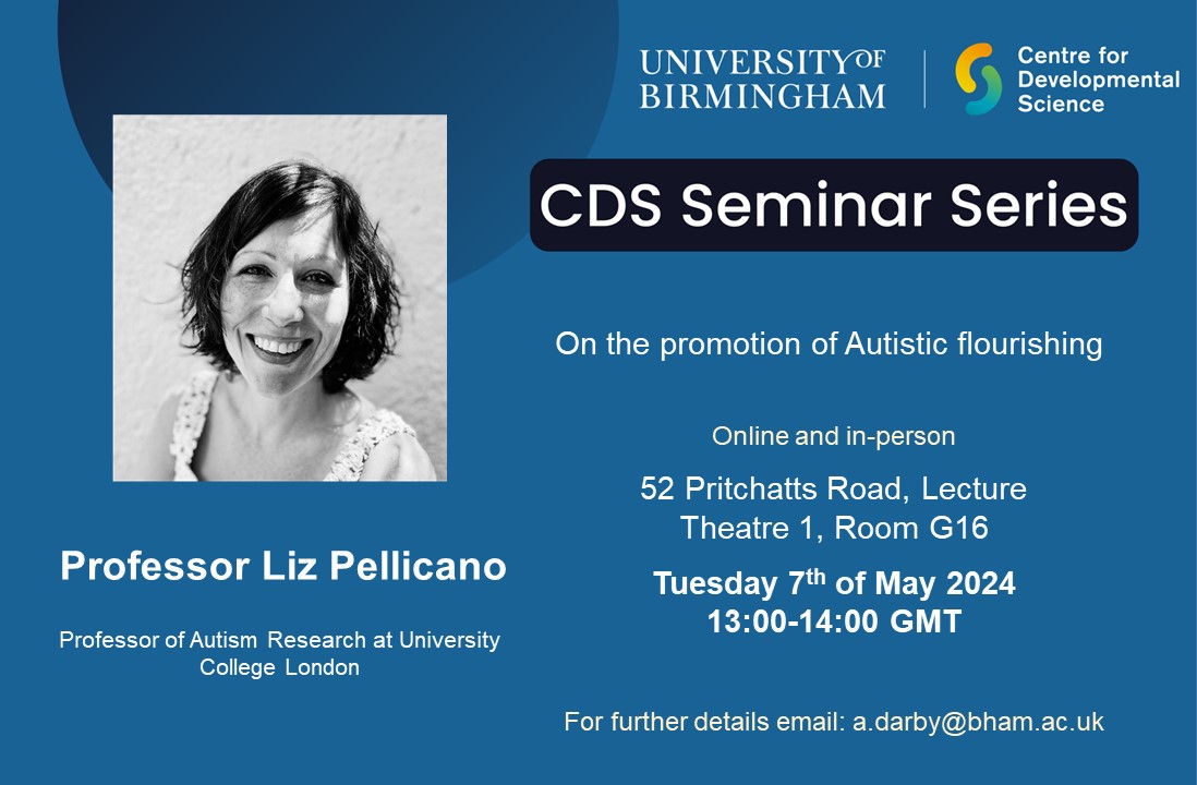 We're looking forward to Professor Liz Pellicano visiting us for a seminar at the start of May - details 👇