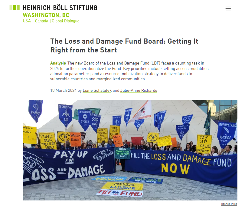 Interested in the specifics of the Loss and Damage Fund Board's objectives for this year? Want to understand the key priorities for channeling funds to vulnerable nations and marginalized communities? Dive into this insightful paper by @boell_us for an in-depth analysis.…