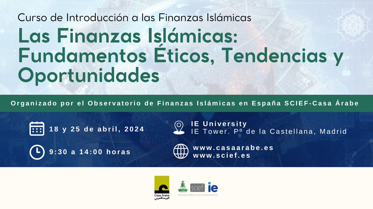 SCIEFNEWS's tweet photo. ¡Descubre las #Finanzas #Islámicas!
¿Estás listo para explorar un #mercado financiero en constante #crecimiento con amplias #oportunidades dentro y fuera de los países islámicos? 
Apúntate al curso presencial de dos días en IE University.
Toda la info en: https://t.co/TKZrYhfCdY https://t.co/2So27LtrYk