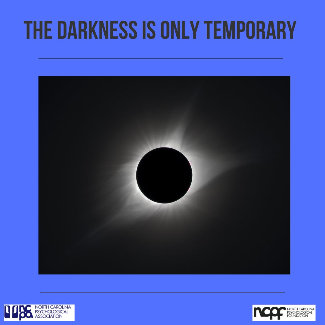 Low points, like the moments of darkness from the total eclipse, are only temporary.  Recovery is possible.  #recoveryispossible #eclipse #mentalhealthmatters #ncpsychological #NCPA #npcf