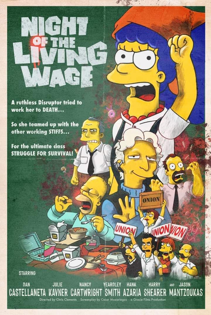 This episode of the Simpsons is NOW streaming on HULU. Just in case you missed it. @AFLCIO @aflcioky You'll see examples of : * union busting tactics * wage theft * unsafe working conditions and much more!