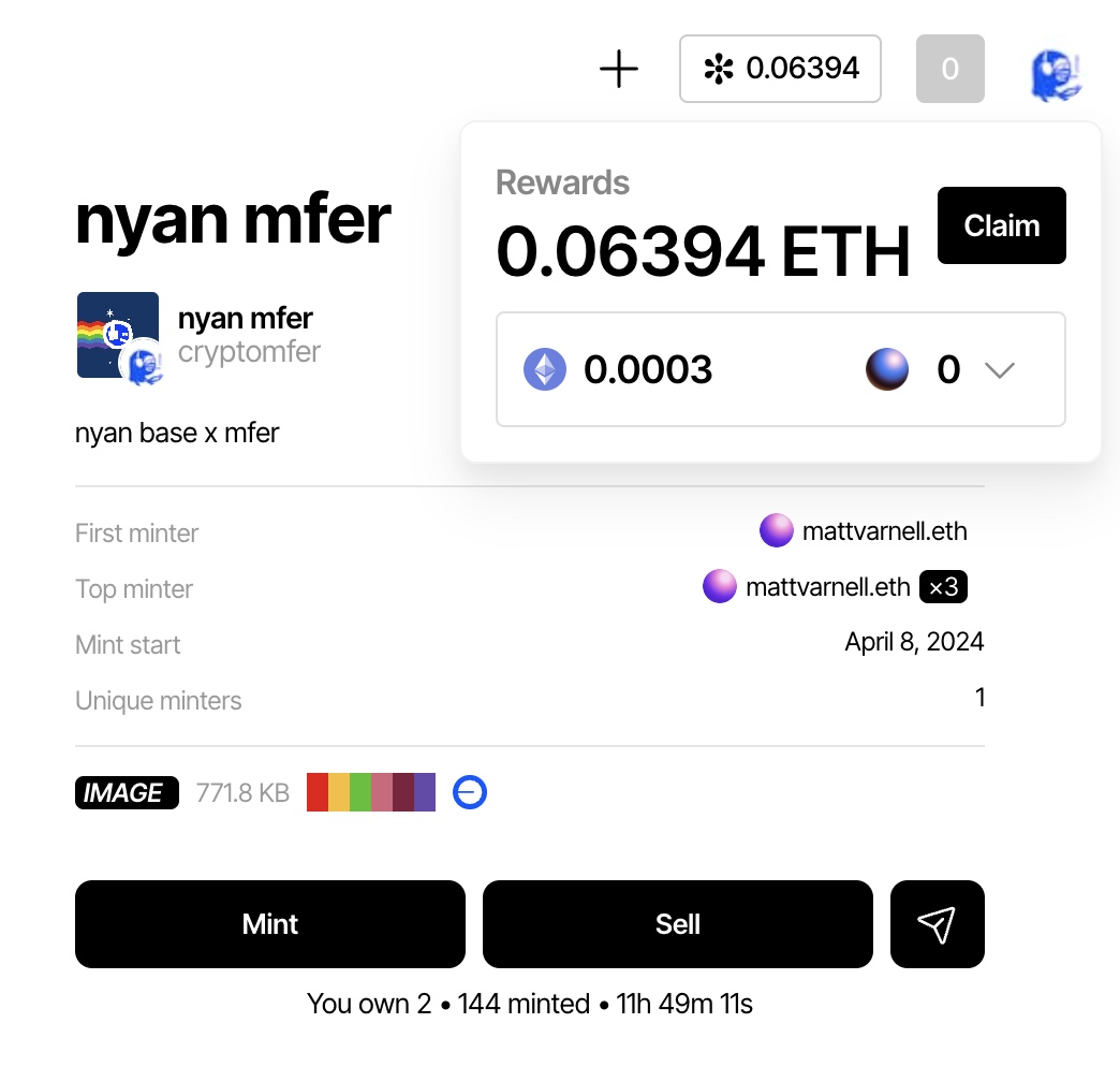 the rewards from the nyan mfer mint will be used to buy and burn $mfer 🫡🔥