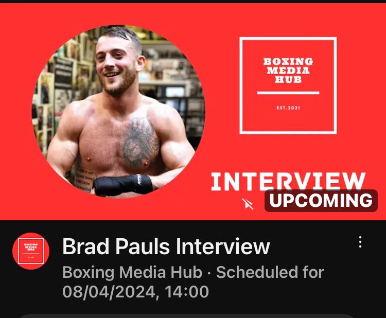 LIVE @ 2pm on ⁦@BoxingMediaHub⁩ Mr ⁦@brad_pauls⁩ Joins us to talk about that epic bout vs ⁦@NathanHeaney⁩ & what’s next for the Newquay Bomb - join us & hit that subscribe button- many thanks - youtube.com/live/KJUgRgAvX…