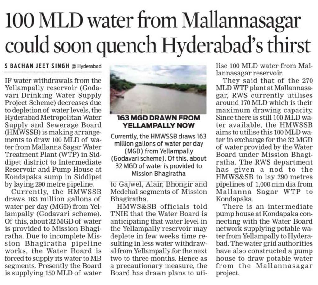 KTRBRS's tweet photo. Kaleshwaram Project to the rescue of Hyderabad Citizens 👇

Despite all the nonsensical rhetoric against the world’s largest lift irrigation project, fact remains that it is a major boon to future generations of Telangana https://t.co/RKIjuYUNZm