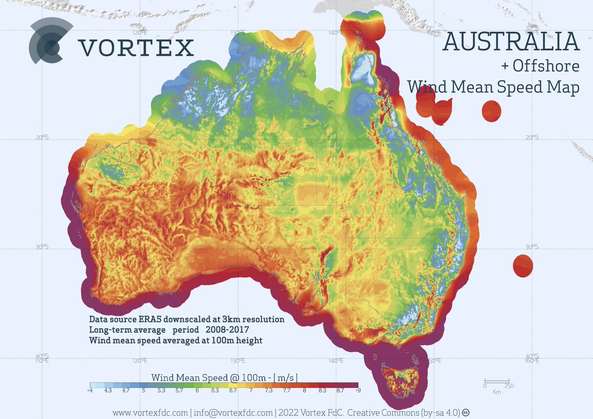 it is a rather windy place 🌪️ I'd be anticipating capacity factors for offshore wind farms in the location at least > 60%🤔 potentially > 70% 🤯 Australia really has extraordinary wind (and solar) resources Wind critical Something I said 16 years ago: twitter.com/ProfRayWills/s…