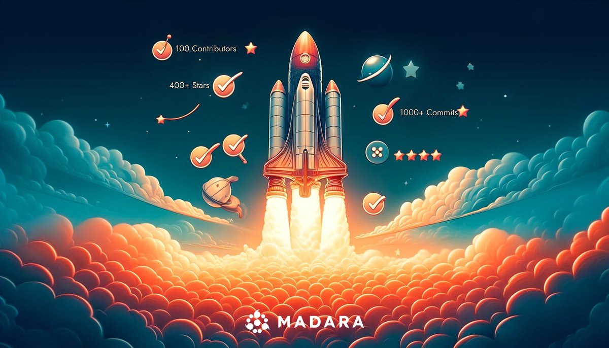 🚀 Madara has hit some major milestones! ✅ 100 Contributors ✅ 1000+ Commits ✅ 400+ Stars Backed by @OnlyDust_com, Madara continues to grow as @Starknet's truly open-source app chain framework!