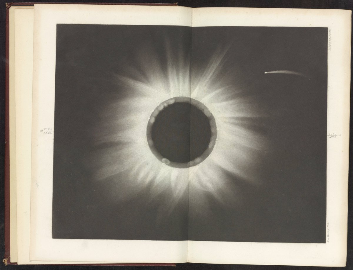 Today, large parts of the USA will be able to observe a full solar eclipse, but will it be as spectacular as the 1882 Egyptian eclipse? On May 17, 1882 one could observe a full solar eclipse combined with a comet passage (!)☄️☀️ 1/10