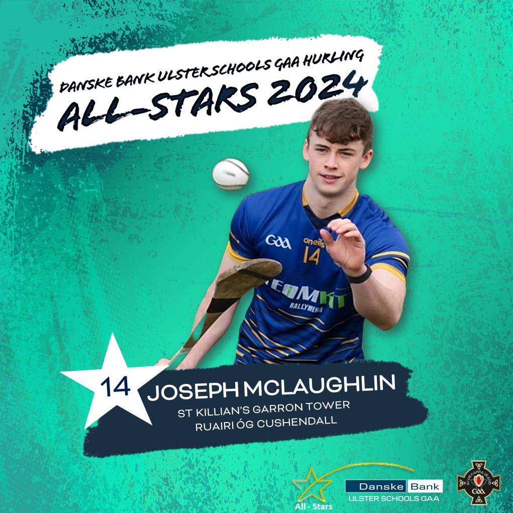Joining his brother on the team the 6th @StKillians player is the @DanskeBank_UK Mageean winning captain Joseph McLaughlin & another consecutive All Star. Joseph had a very successful 2023 starring for @RuairiOgCLG in the Ulster club & won Antrim Senior Young hurler of the year.
