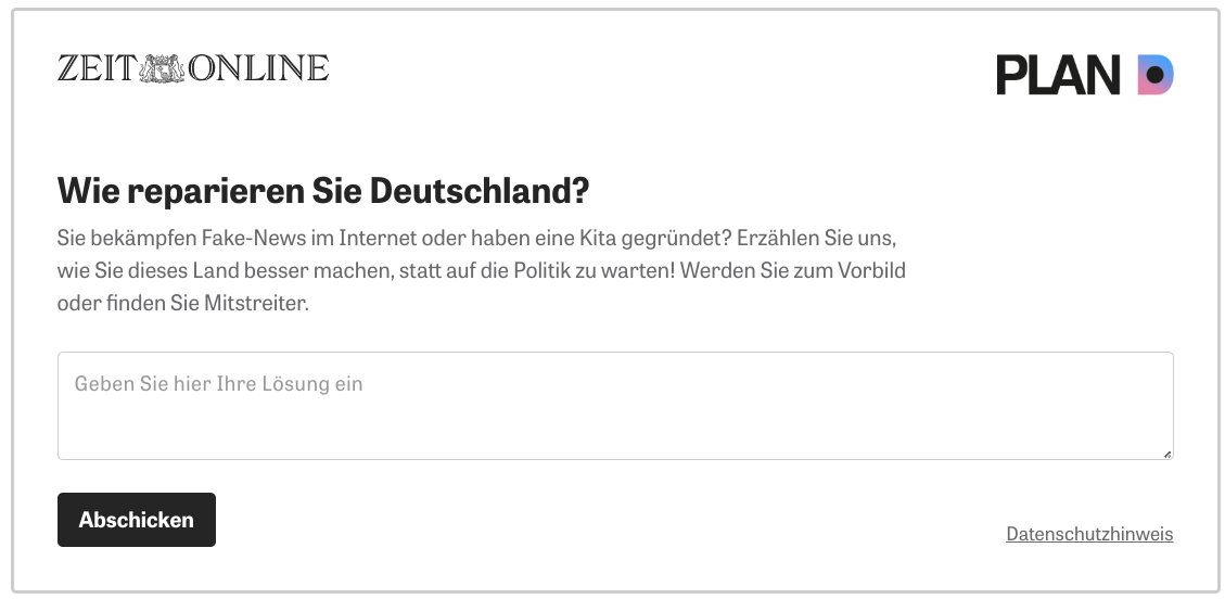 .@zeitonline asks citizens: How are you fixing Germany? #SolutionsJournalism