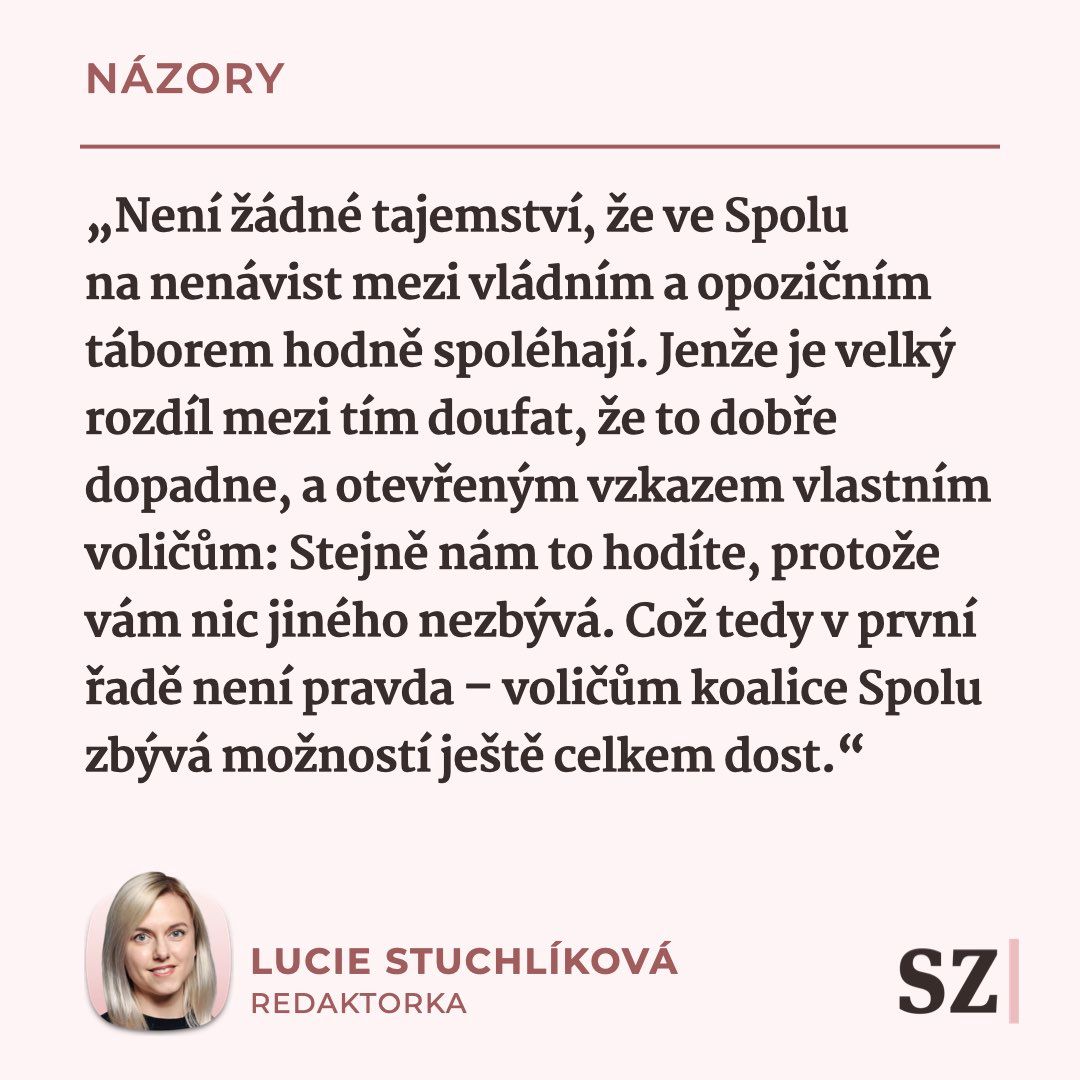 SeznamZpravy's tweet photo. „Právě u evropských voleb ale může koalice Spolu s tímhle uvažováním narazit. Část voličů je může využít jako příležitost dát vládě poslední varování – důraznou facku, aby se do sněmovních voleb vzpamatovala,“ píše @StuchlikovLucie v glose:

https://t.co/CJrcN4vVhQ https://t.co/k7Xdfys1Ox