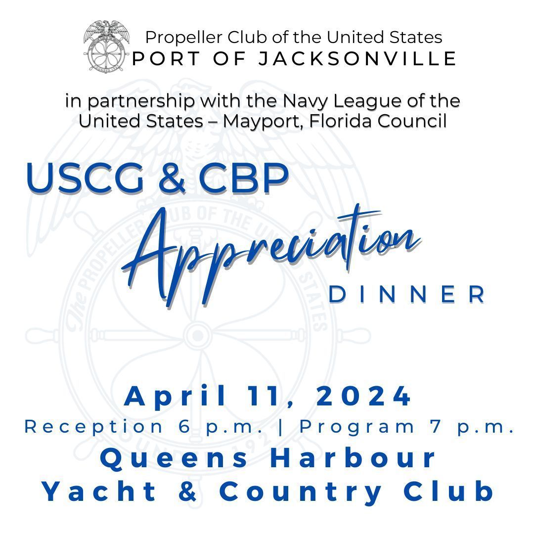 Last call to join #PropClubJax and the Navy League of the United States - Mayport Council on Thurs, Apr 11 honoring the USCG Sector Jacksonville Sailor of the Year, and the CBP Area Port of Jacksonville, Officer of the Year. Our featured speaker is @JSOPIO Sheriff T.K. Waters