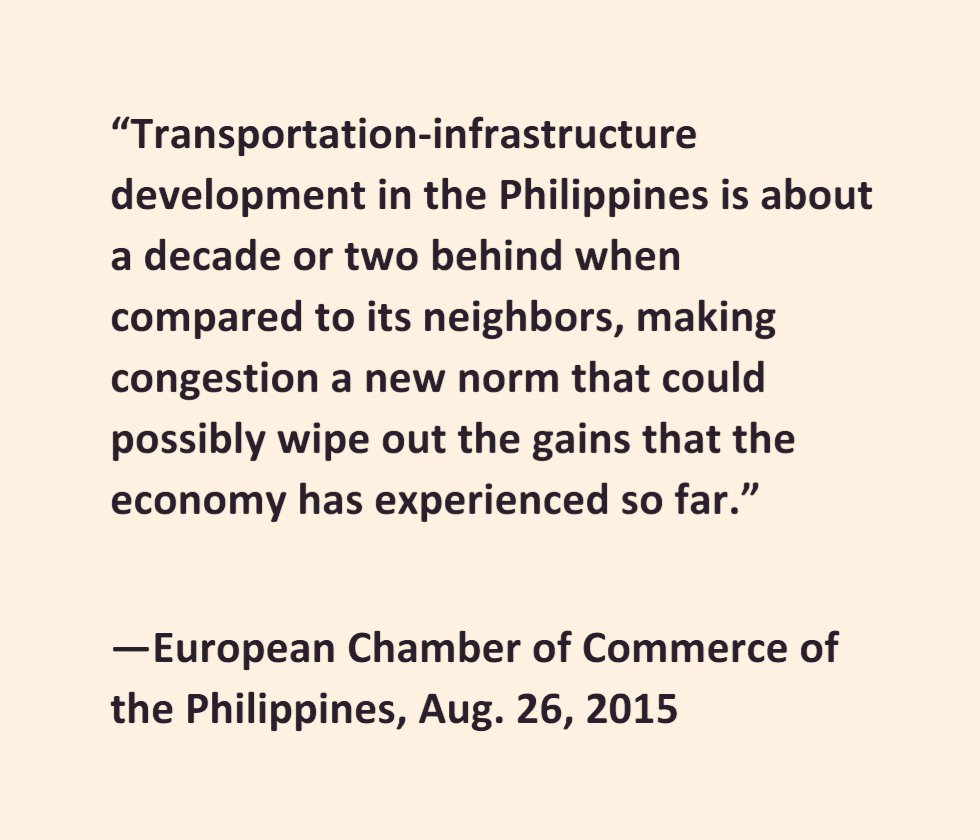 One wonders how the European Chamber of Commerce of the Philippines (ECCP) evaluates the current traffic crisis in PH, compared to the assessment they published 9 years ago in 2015.

Here's an excerpt, and the full article is accessible via this link:
eccp.com/articles/1298