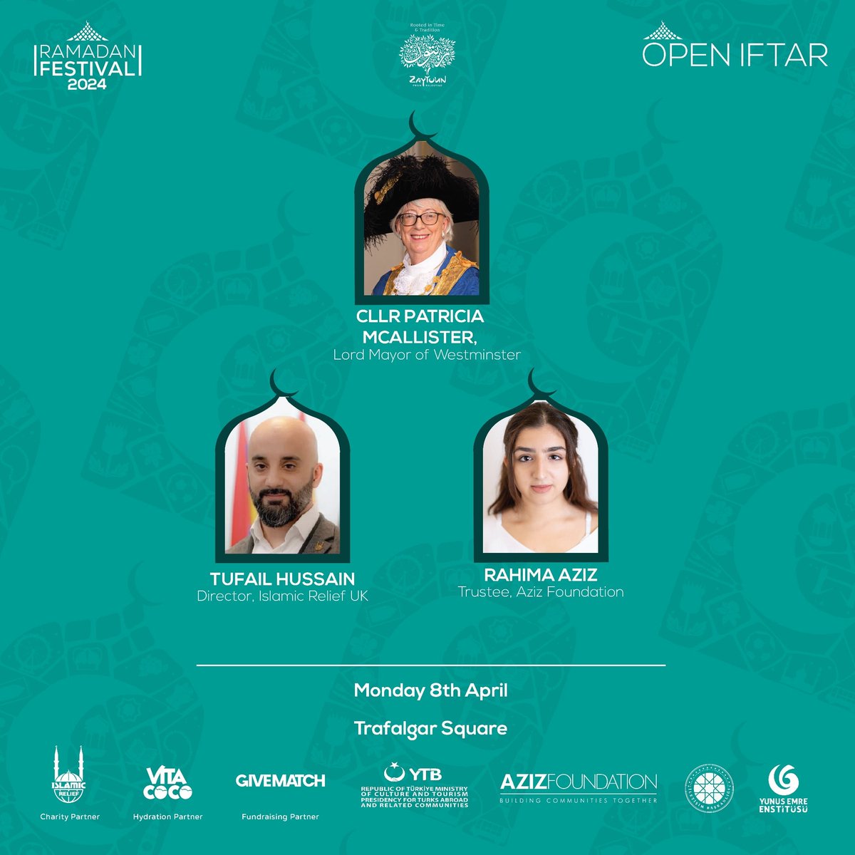 Today, we gather for the grand finale of #Ramadan2024. We will be hosting over 3000 attendees at Europe’s largest public #OpenIftar in the heart of London. Our esteemed speakers, Cllr Patricia Mcallister, Rahima Aziz, And Tufail Hussain will be joining us today. #RamadanFestival