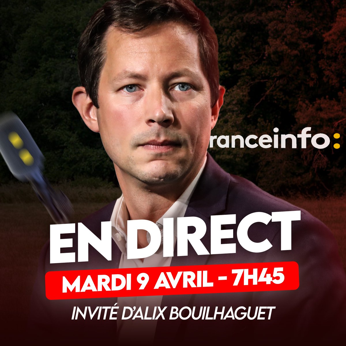 🎙️ @fxbellamy sera demain matin l'invité d'@ABouilhaguet lors de la matinale de @franceinfo. À suivre en direct à 7h45 ⤵️