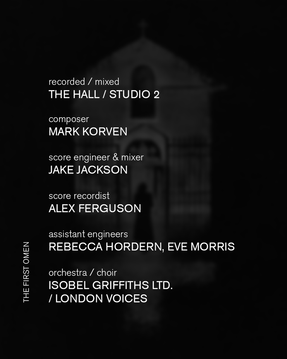 AIR (@airstudios) on Twitter photo The birth of evil. A woman sent to Rome begins to question her own faith when she uncovers a terrifying conspiracy in âThe First Omenâ.
<a href="/JakeJackson/">Jake Jackson</a> recorded Mark Korvenâs <a href="/KorvenMark/">Mark Korven</a> score in The Hall and mixed it in Studio 2.
In cinemas now.
#AIRstudios #AIRmanagement The birth of evil. A woman sent to Rome begins to question her own faith when she uncovers a terrifying conspiracy in âThe First Omenâ.
<a href="/JakeJackson/">Jake Jackson</a> recorded Mark Korvenâs <a href="/KorvenMark/">Mark Korven</a> score in The Hall and mixed it in Studio 2.
In cinemas now.
#AIRstudios #AIRmanagement