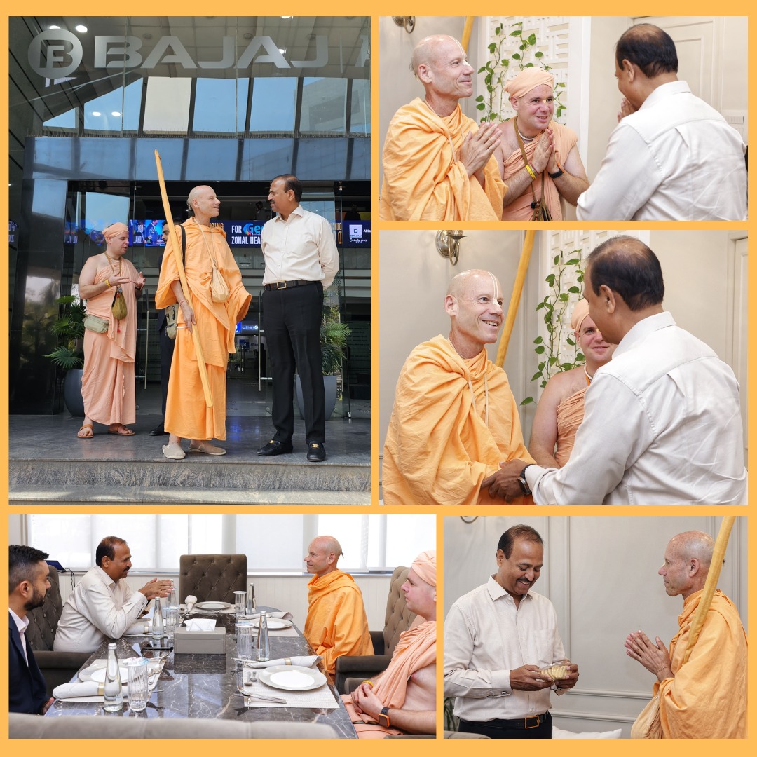 Our office has been honored by presence of many guests, & today marked another memorable occasion with visit of His Holiness Sri Krishna Chaitanya Swami & His Grace Prabhupada Jivan Dasa. We had discussions on #spiritualism & #happiness. #skcswami #srikrishnachaitanyaswami