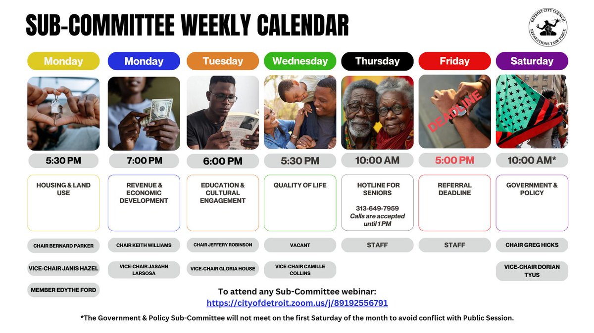 goodbyejehovah's tweet image. The Revenue &amp;amp; Economic Development Sub-Committee is scheduled tonight at  7pm.

Chair: Co-Chair Keith Williams 

(This subcommitte is making  recommendations on HOW reparations will be paid)

Click to join:
cityofdetroit.zoom.us/j/89192556791
Or One tap mobile :
 +13017158592,,89192556791#