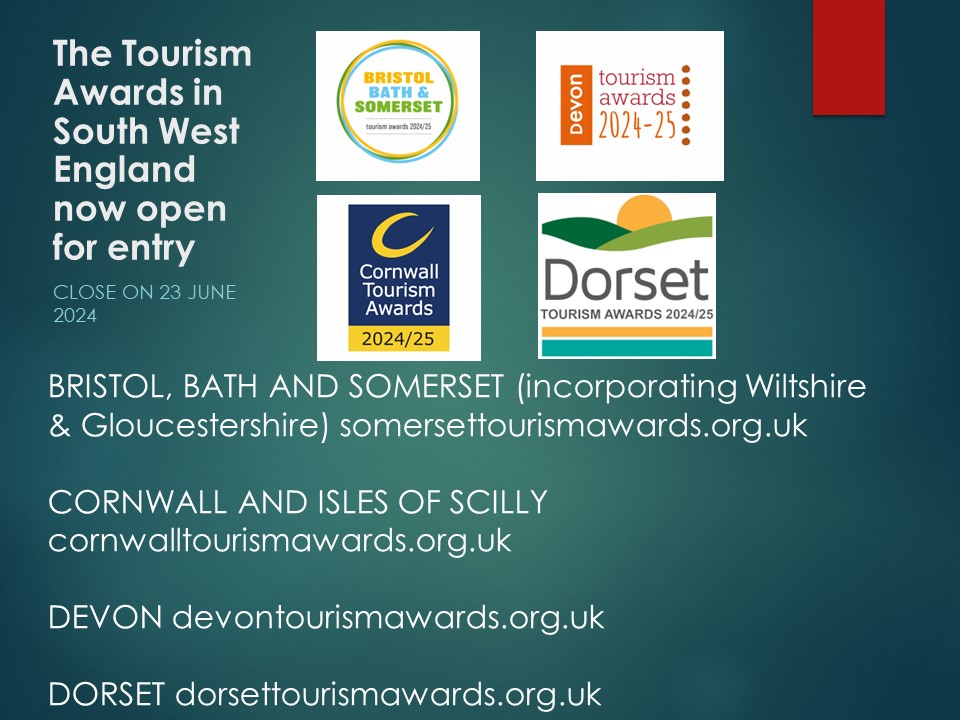 We are delighted to announce that the Tourism Awards in #Devon, #Dorset, #Bristol, #Bath and #Somerset (incorporating #Wiltshire and #Gloucestershire) and #Cornwall and the #IslesofScilly are now open for free online entry. Thank you to all our wonderful sponsors. Close 23 June