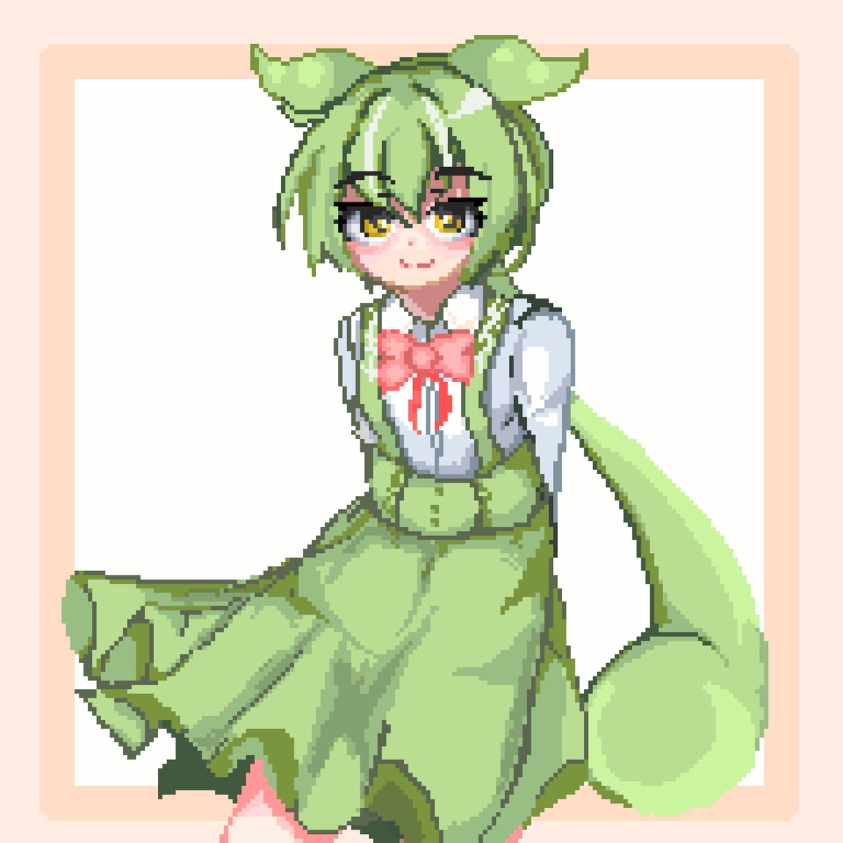 ずんだもん 「#ドット絵 #pixelartお嬢様ずんだもん 」|赤木茜のイラスト