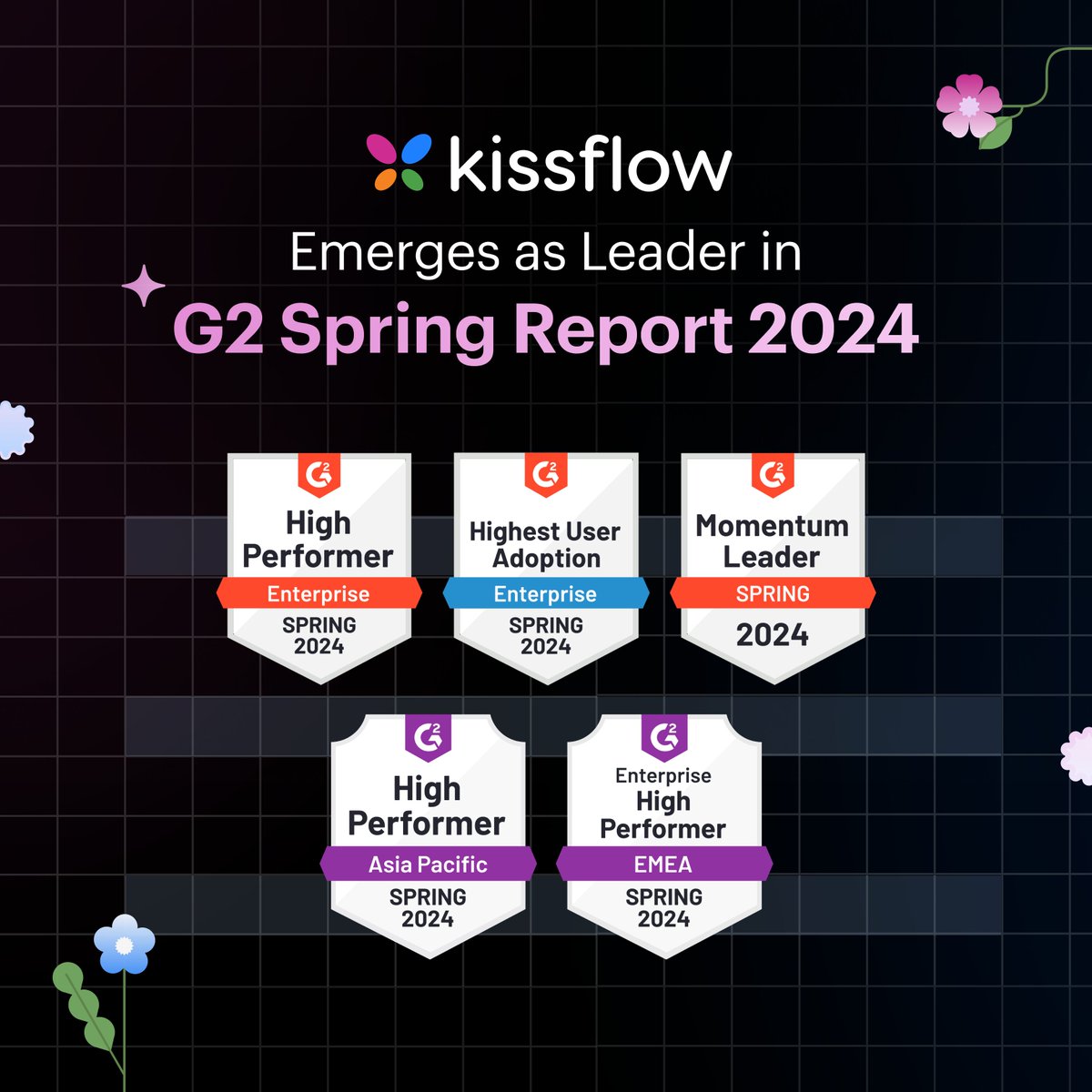 kissflow's tweet image. Spring is here 🌸

And we are ecstatic to be featured in multiple categories by @G2dotcom on their latest Spring reports!

A huge thanks to our happy customers for your support and appreciation!

#G2 #G2Spring #G2Awards #BusinessAutomation #WorkflowAutomation #LowCode #NoCode…