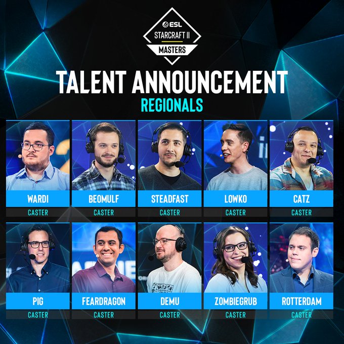 Broadcast talent for all ESL SC2 Pro Tour regional qualifiers (credits: ESL)