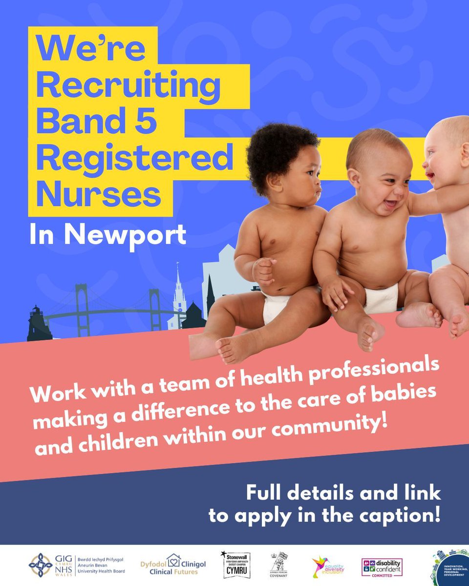 We currently have full time & part time Band 5 vacancies for enthusiastic Registered Nurses to join the Newport Health Visiting Team @aneurinbevanuhb We welcome applications from Registered Nurses & Midwives. Full details here: buff.ly/3VJl2qe
