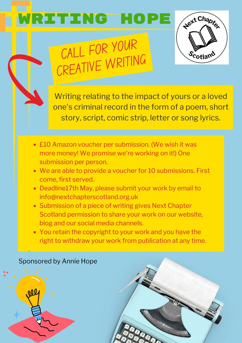 Writing Hope Annie Hope, facilitator of the writing group 'Writing Strong', has sponsored a call for for creative writing about the impact of yours or a loved ones criminal record. Tell your story. You deserve to be heard. anniehopewriter.wixsite.com/hope/post/writ… @VoxLiminis @arkbounduk