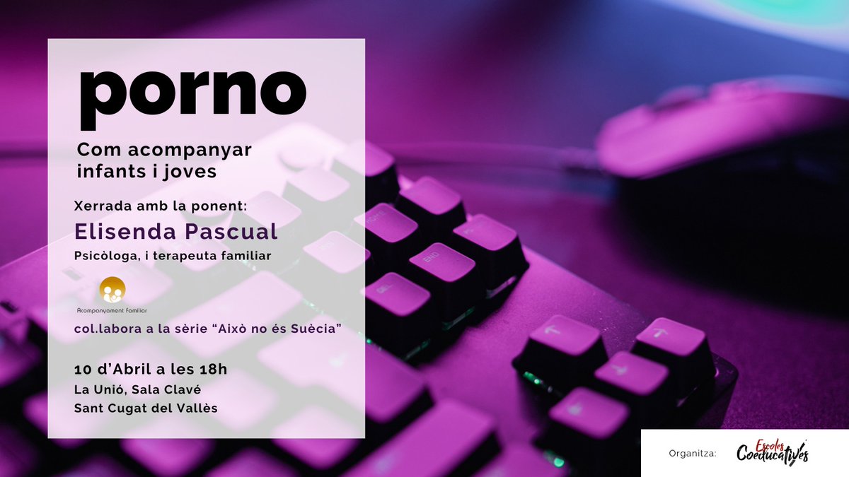 ‼️ Vist el gran interès que ha generat la xerrada “Porno. Com acompanyar infants i joves”, i davant la gran quantitat de gent que s’ha quedat fora (l’aforament és limitat)...

Oferirem també la xerrada en streaming 
youtube.com/c/formacioafes…