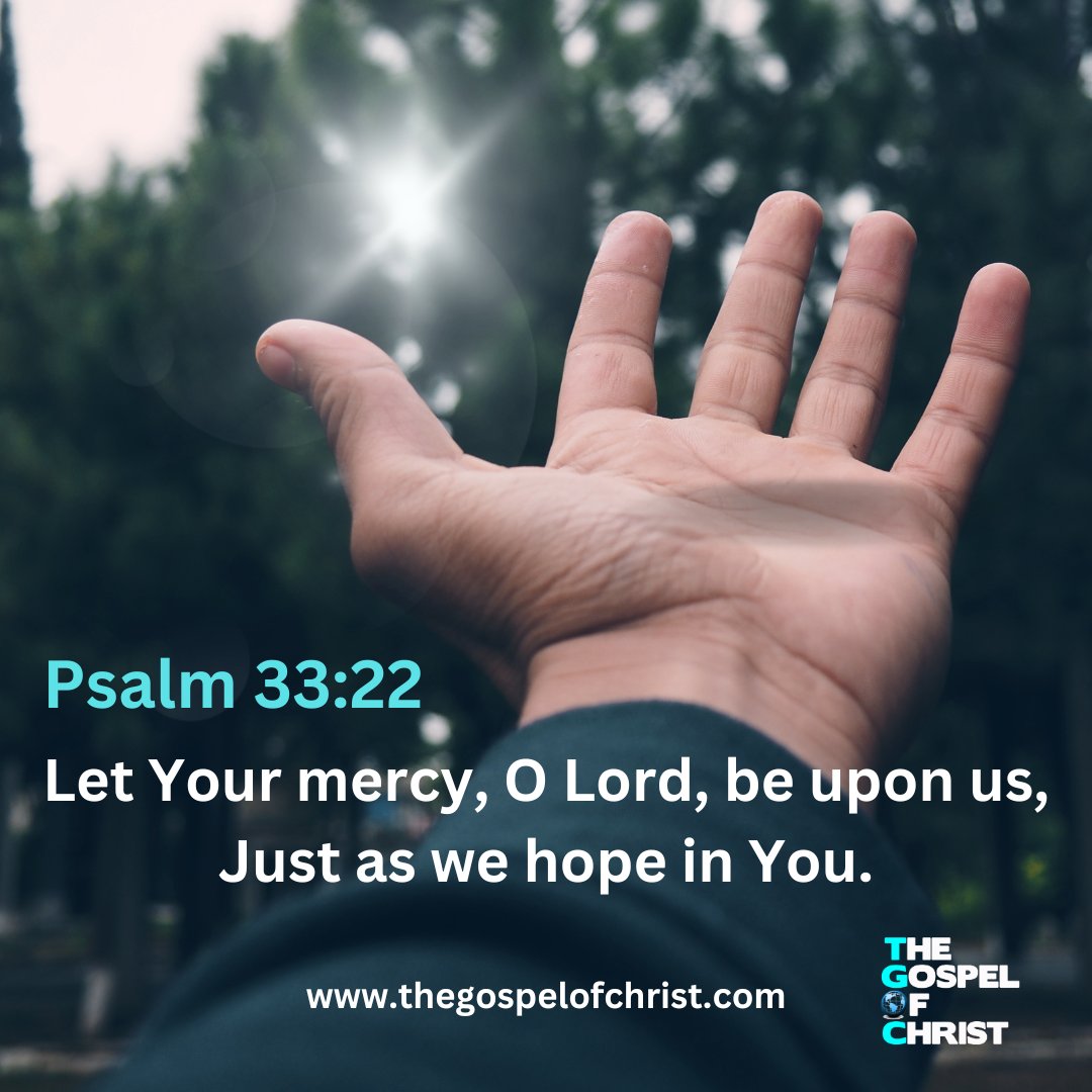 Let Your mercy, O Lord, be upon us,
Just as we hope in You.

Psalm 33:22
 #psalm #lord #hope #mercy #DailyBibleVerse #TGOC #TheGospelOfChrist #Bible