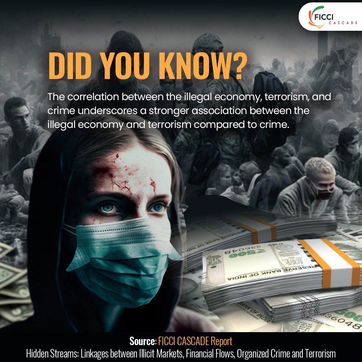The illegal economy has a deeper connection with terrorism than any other crime! Learn more from the FICCI CASCADE Report Hidden Streams: Linkages between Illicit Markets, Financial Flows, Organized Crime and Terrorism #IllegalEconomy #TerrorismConnection #FICCIReport…