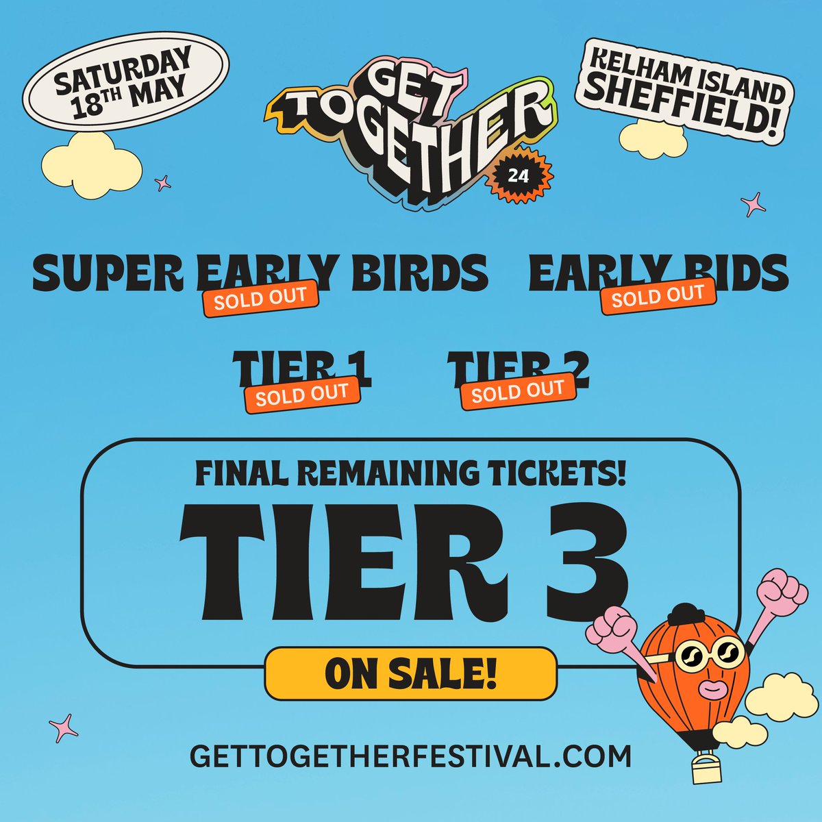 🚨 🎫 Ticket Warning! 🎫🚨 Tier 2 tickets have now SOLD OUT! A heads up - Tickets are selling much faster this year, and we expect to be completely sold out in only a few weeks. So be sure to grab yours ASAP! gettogetherfestival.com