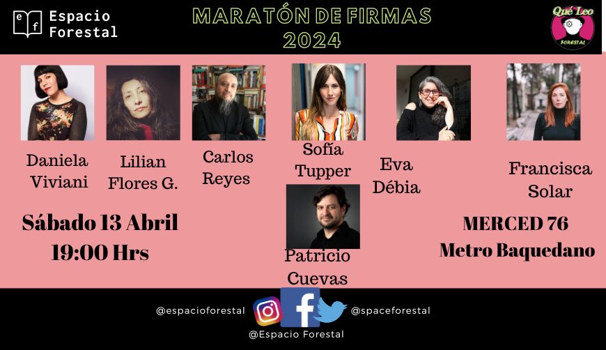 Acompáñanos a celebrar junto a algunos amigos nuestro aniversario.
Sábado 13 desde las 19 hrs 
<a href="/CabraLesa/">Daniela Viviani</a> <a href="/LilianFloresGue/">Lilian Flores Guerra</a> <a href="/CAReyesG/">Carlos Reyes G.</a> <a href="/SofiaTupperC/">Sofía Tupper</a> <a href="/mallenchu/">Eva Mallén Débia Oyarzún</a> <a href="/FranSolar/">Francisca Solar</a> <a href="/cuevaspato/">Pato Cuevas</a> 
Firmas, fotos y más
Puedes traer cualquiera de sus libros o comprar los disponibles para firmarlos