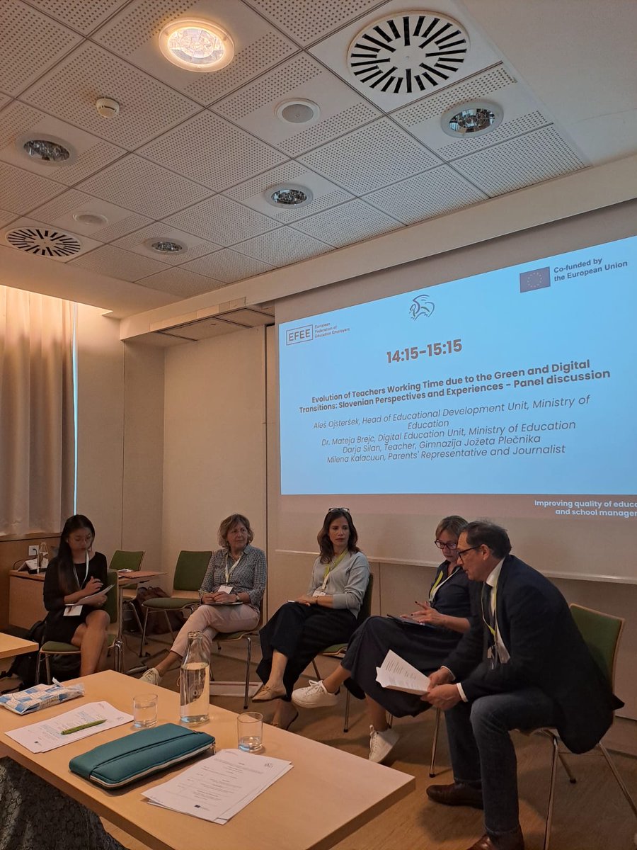 EFEE_EU's tweet image. We begin the afternoon with a panel discussion, analysing the Evolution of Teachers&apos; Working Time in the #TwinTransition here in Slovenia🇸🇮 with local experts such as Aleš Ojsteršek (Head of Educational Development, Ministry of Education), @Lidijaigon and Dr. Mateja Brejc🏫