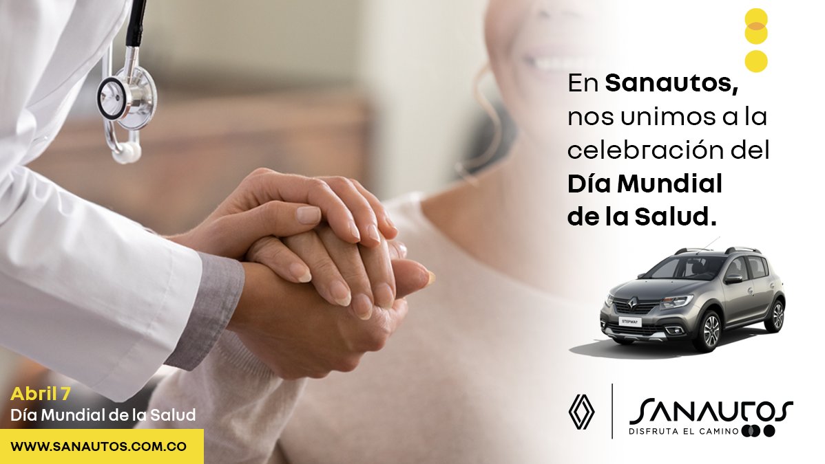 SanautosRenault's tweet photo. ¡En Sanautos celebramos el Día Mundial de la Salud!
#DiaMundialdelaSalud #Sanautos #BienestarAutomotriz 🚗💪 https://t.co/mfVxi1u4iA
