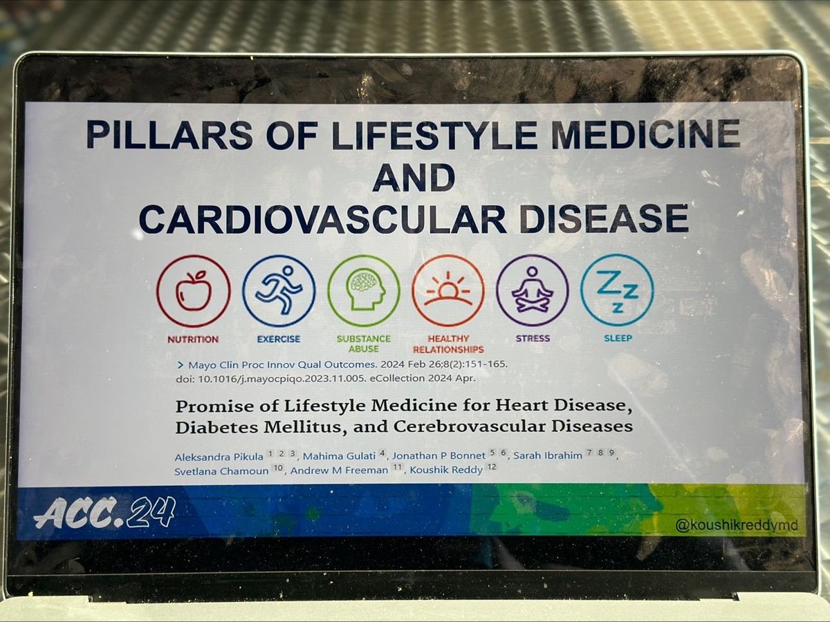 Thank you @KoushikReddyMD for promoting the importance and promise of #lifestylemedicine in mainstream management of #CVD #stroke #DM at least to say & more @AHAMeetings #AAC2024 @BethFratesMD @MahimaGulatiMD et al.