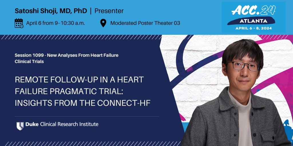 Visit DCRI fellow Satoshi Shoji at #ACC24 for a poster presentation on why integrating centralized call centers and medical record queries for remote follow-up may reduce rates of missed hospitalization events and better capture clinical outcomes.