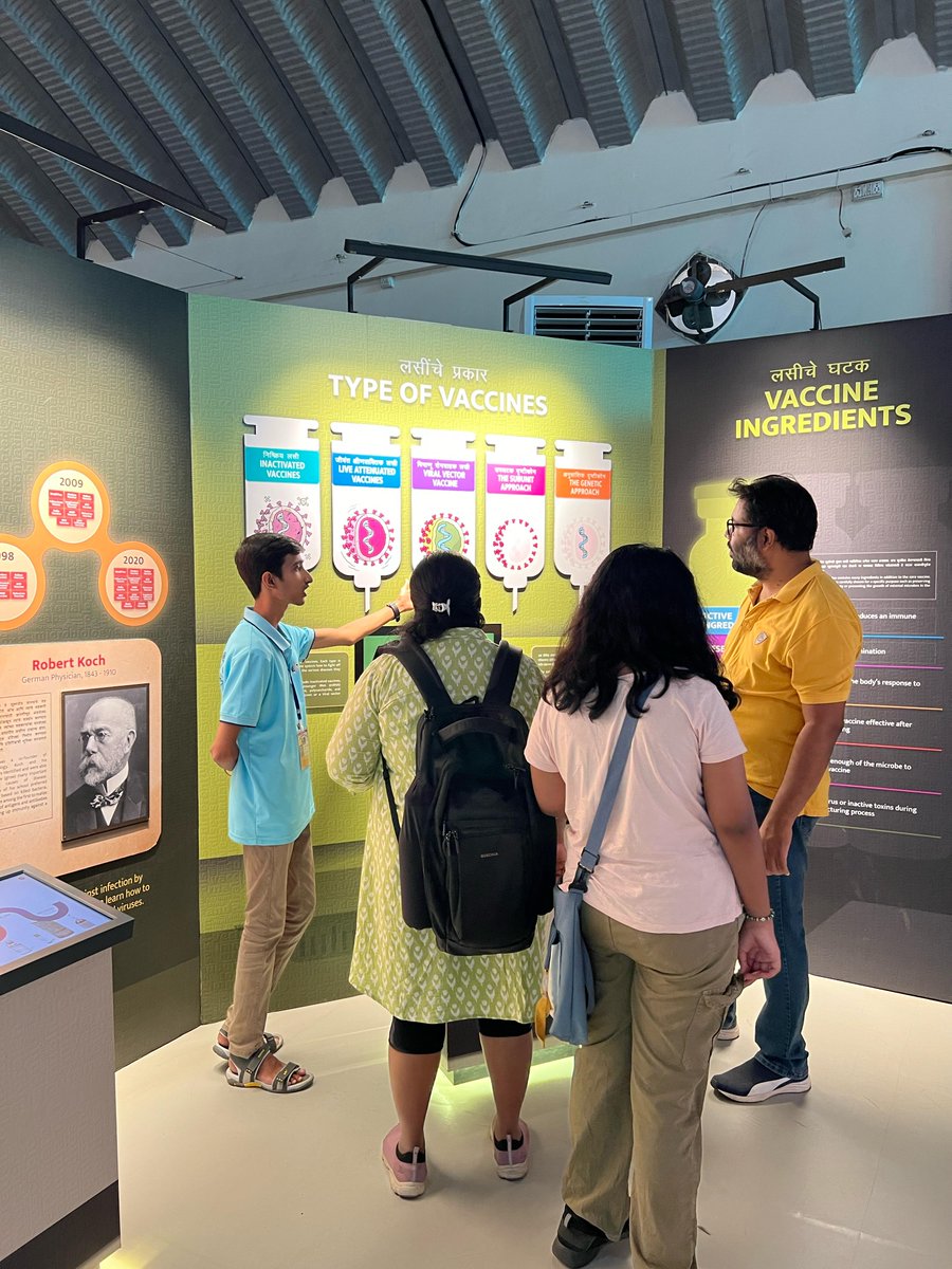 Visitors exploring the 'Vaccines: Injecting Hope' exhibition at Nehru Science Centre, Mumbai on 27.03.2024. #VaccinesInjectingHope #nscmumbai #sciencemuseumlondon #WellcomeTrust #britishcouncilindia #icmrorgination