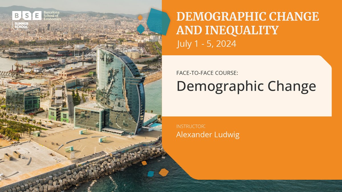 Last week for early-bird registration to the 2nd edition of the Demographic Change and Inequality Summer School @bse_barcelona! Learn from Professors Alexander Ludwig and Alexander Monge-Naranjo (and practice with me) in beautiful Barcelona! Link: bse.eu/study/summer-s…